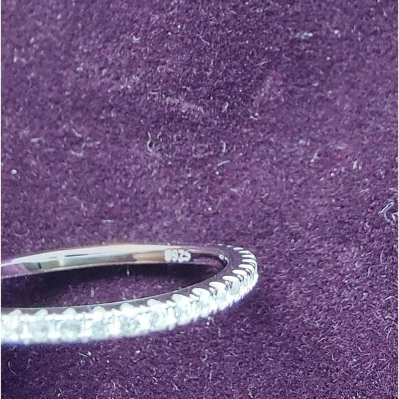 Platinum Plated 925 Sterling Silver Band Ring - Picture 4 of 9